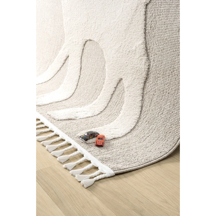 Bej Krem Yumuşak Bukleli Dokuma Halı Bebek Odası Çocuk Odası Genç Odası Halısı 18