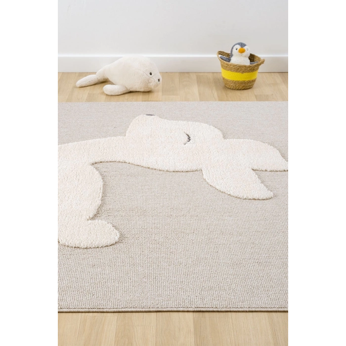 Bej Krem Yumuşak Bukleli Dokuma Halı Bebek Odası Çocuk Odası Genç Odası Halısı 18