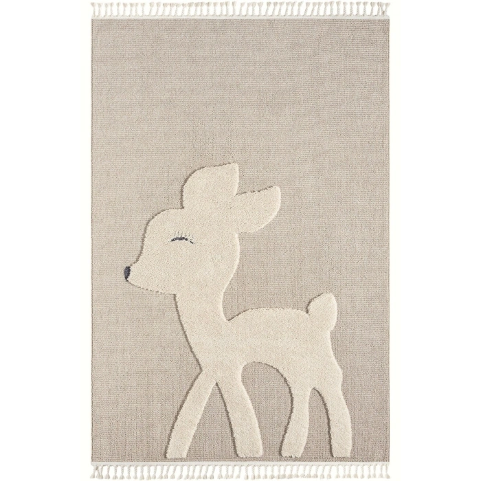 Bej Krem Yumuşak Bukleli Dokuma Halı Bebek Odası Çocuk Odası Genç Odası Halısı 18