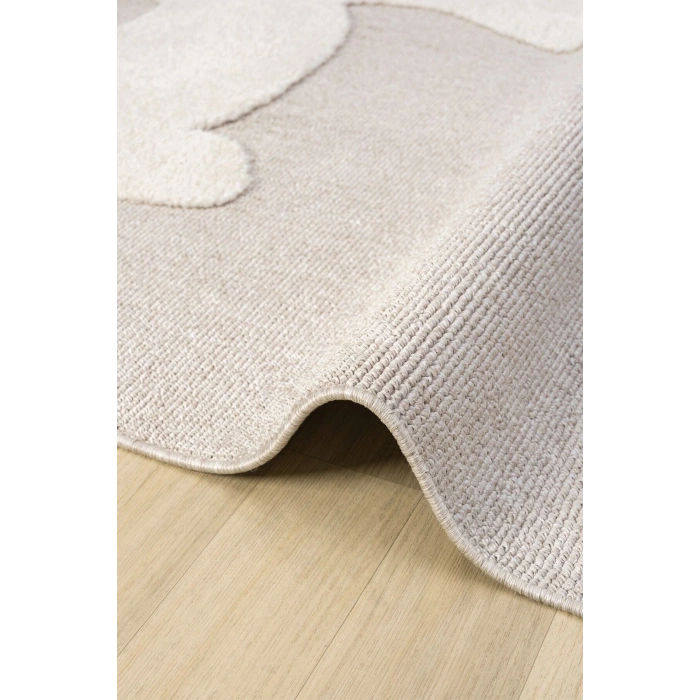 Bej Krem Yumuşak Bukleli Dokuma Halı Bebek Odası Çocuk Odası Genç Odası Halısı 18