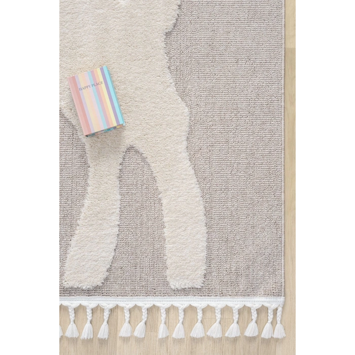 Bej Krem Yumuşak Bukleli Dokuma Halı Bebek Odası Çocuk Odası Genç Odası Halısı 18