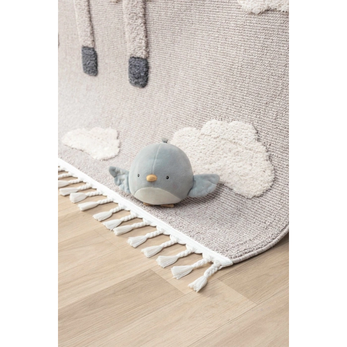 Krem Bej Yumuşak Bukleli Figürlü Dokuma Halı Bebek Odası Çocuk Odası Genç Odası Halısı 21