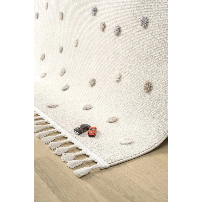 Yumuşak Bukleli Gökkuşağı Ponpon Figürlü Dokuma Halı Bebek Odası Çocuk Odası Genç Odası Halısı 20