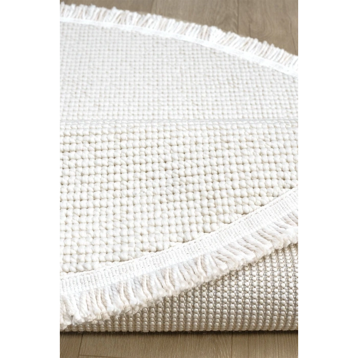 Beyaz Oval Dokuma Halı Salon Oturma Odası Yatak Odası Koridor Yolluk Halısı BEYAZ OVAL