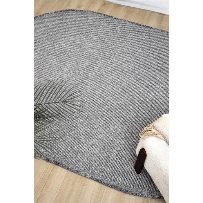 Gri Oval Dokuma Halı Salon Oturma Odası Yatak Odası Koridor Yolluk Halısı GRİ OVAL