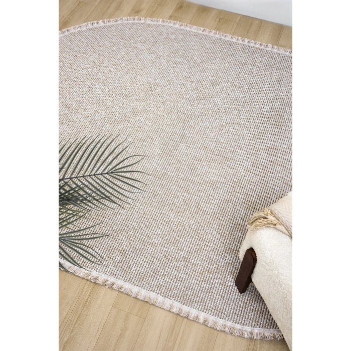 Bej Oval Dokuma Halı Salon Oturma Odası Yatak Odası Koridor Yolluk Halısı BEJ OVAL