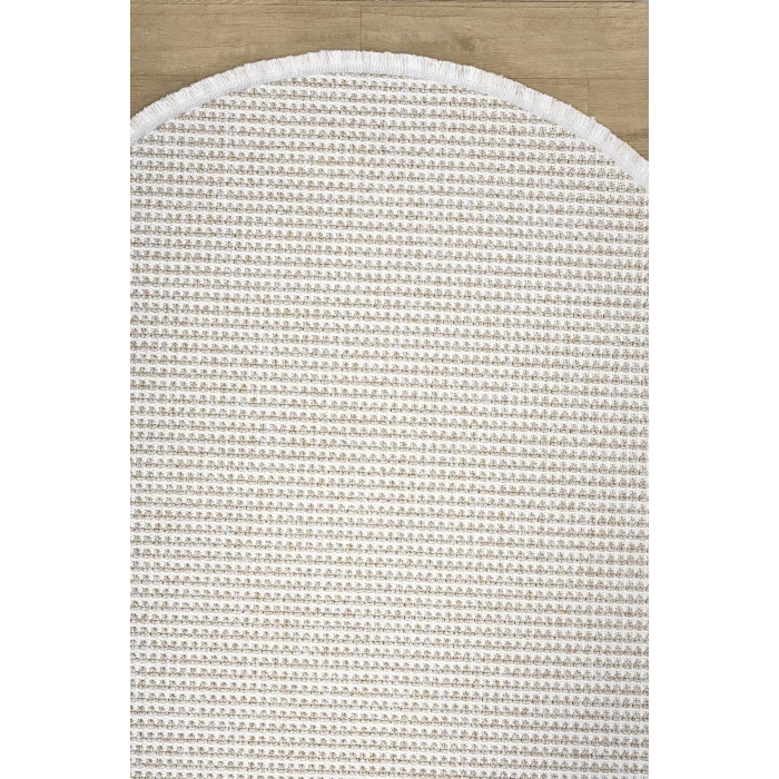 Oval Beyaz Bej Halı Modern Oturma Odası Salon Mutfak Koridor Antre Balkon Çocuk Odası Halısı 006