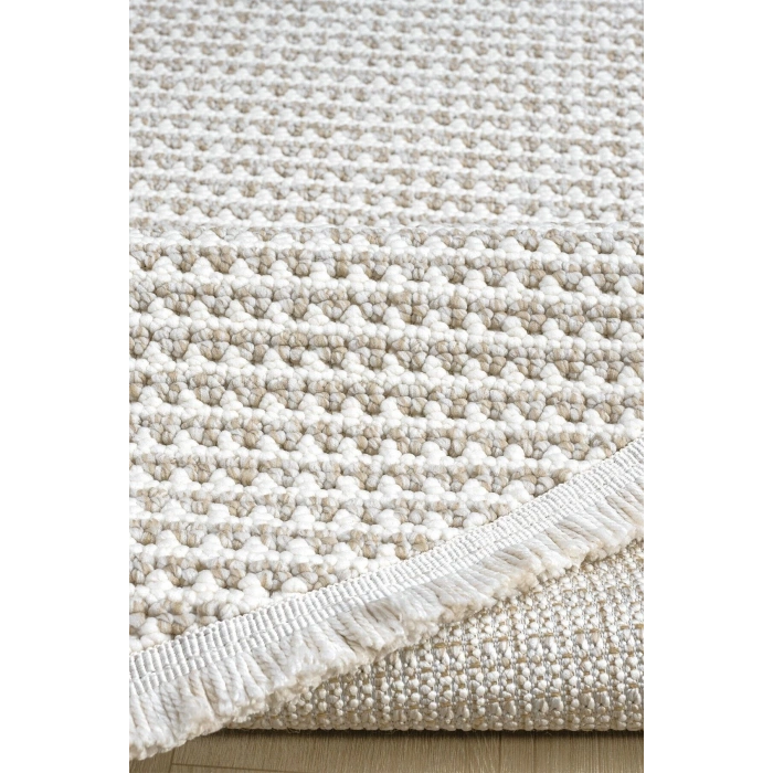 Oval Beyaz Bej Halı Modern Oturma Odası Salon Mutfak Koridor Antre Balkon Çocuk Odası Halısı 006