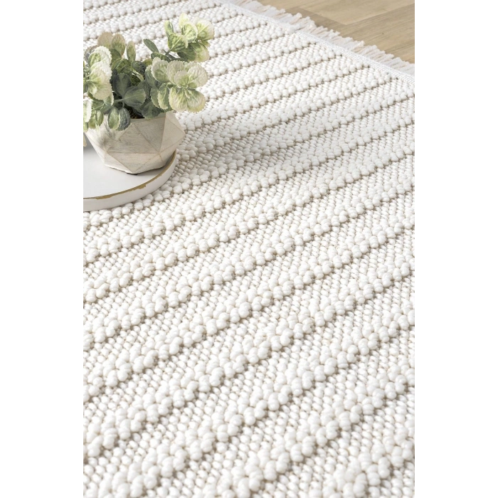 Oval Beyaz Halı Modern Oturma Odası Salon Mutfak Koridor Antre Balkon Çocuk Odası Halısı 004