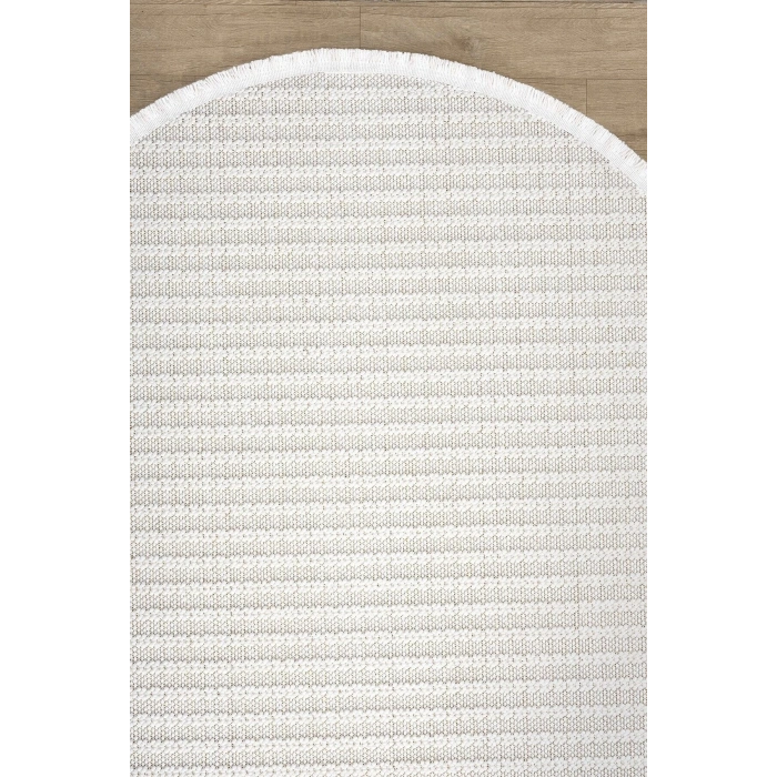 Oval Beyaz Halı Modern Oturma Odası Salon Mutfak Koridor Antre Balkon Çocuk Odası Halısı 004