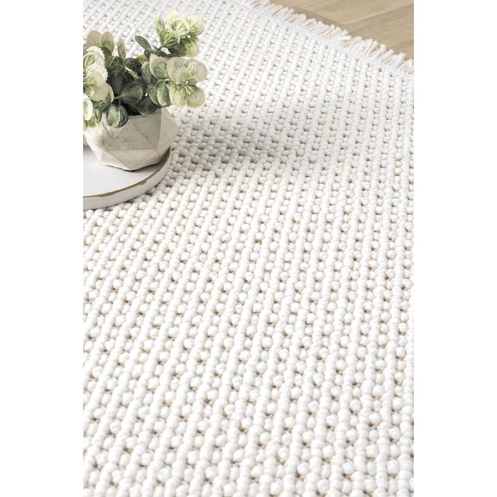 Oval Beyaz Halı Modern Oturma Odası Salon Mutfak Koridor Antre Balkon Çocuk Odası Halısı 007