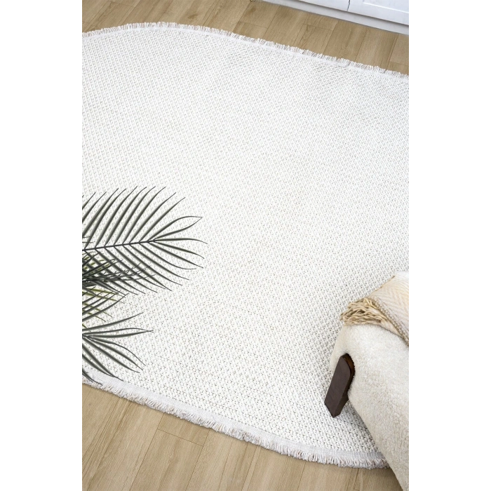 Oval Beyaz Halı Modern Oturma Odası Salon Mutfak Koridor Antre Balkon Çocuk Odası Halısı 007