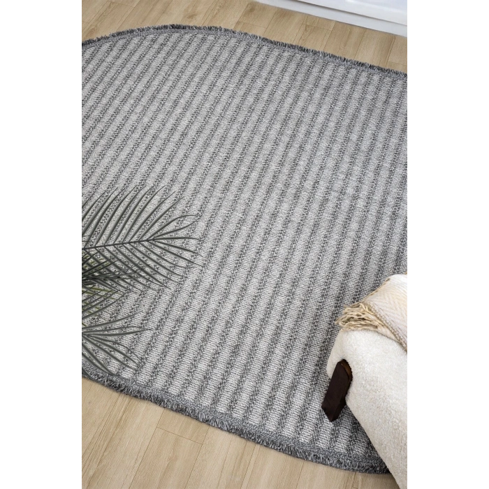 Oval Gri Halı Modern Oturma Odası Salon Mutfak Koridor Antre Balkon Çocuk Odası Halısı 0011