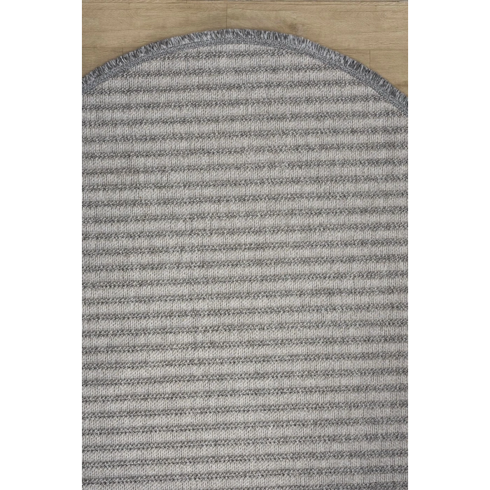 Oval Gri Halı Modern Oturma Odası Salon Mutfak Koridor Antre Balkon Çocuk Odası Halısı 0011