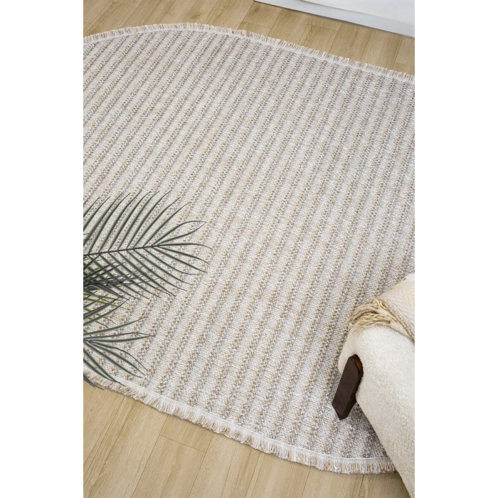 Oval Bej Halı Modern Oturma Odası Salon Mutfak Koridor Antre Balkon Çocuk Odası Halısı 0019