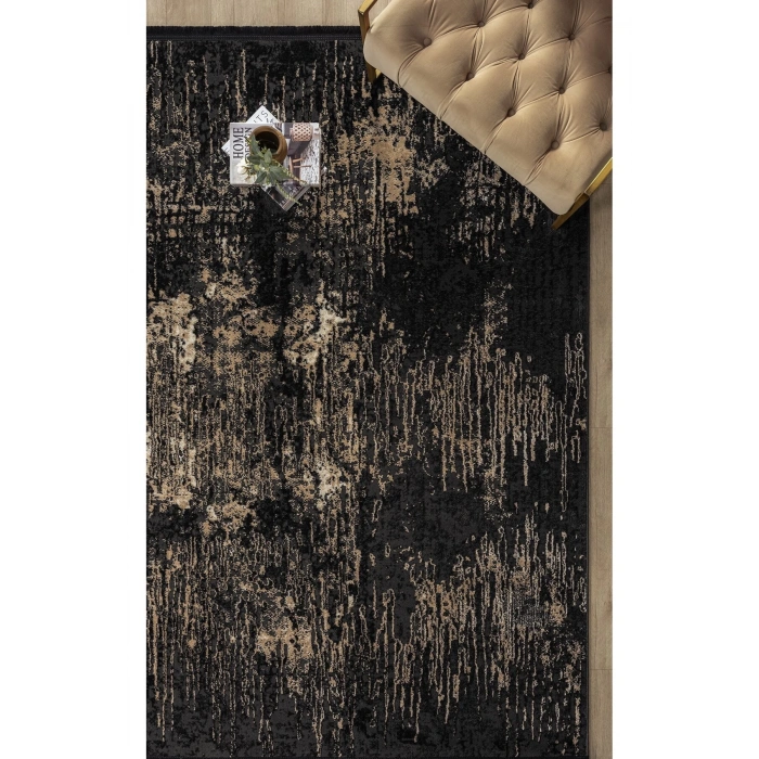 Modern Siyah Dokuma Halı Yolluk Antre Oturma Odası Salon Mutfak Halısı