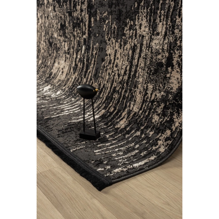 Modern Siyah Dokuma Halı Yolluk Antre Oturma Odası Salon Mutfak Halısı