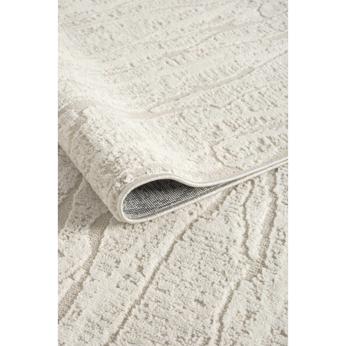 Modern Krem Saçaklı Dokuma Halı Yolluk Antre Oturma Odası Salon Mutfak Halısı