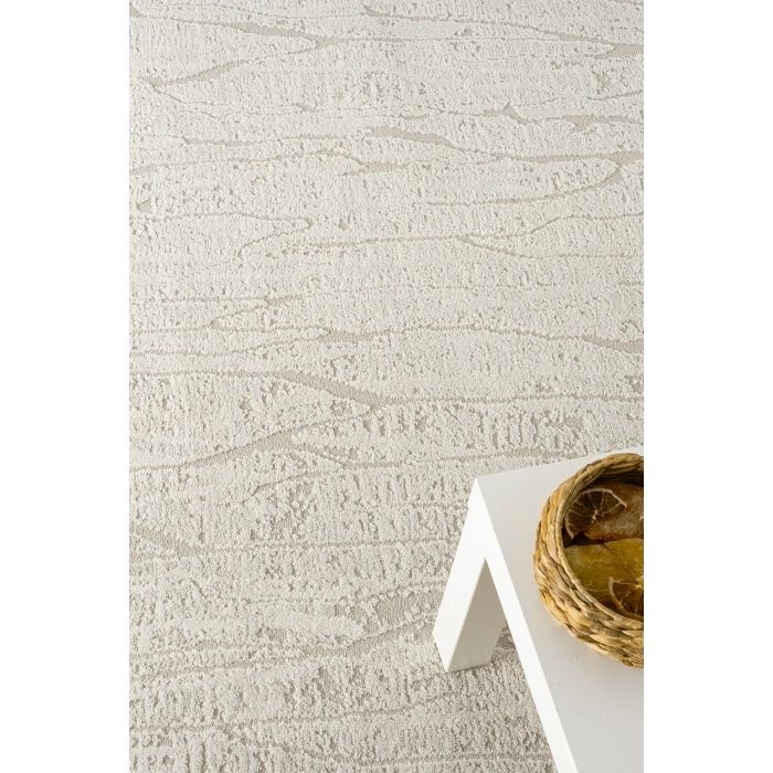 Modern Krem Saçaklı Dokuma Halı Yolluk Antre Oturma Odası Salon Mutfak Halısı