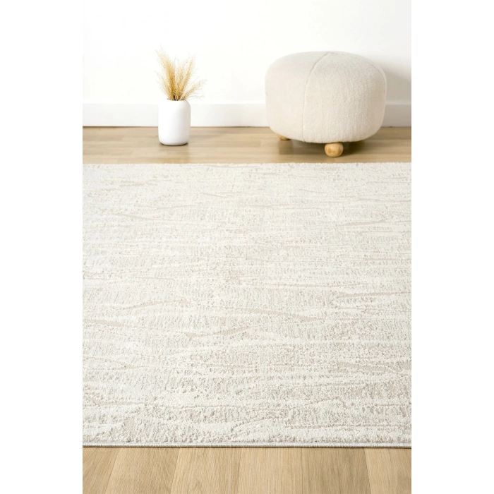 Modern Krem Saçaklı Dokuma Halı Yolluk Antre Oturma Odası Salon Mutfak Halısı