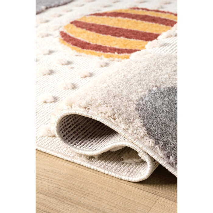 Yumuşak Bukleli Bebek Odası Çocuk Odası Genç Odası Dokuma Halı Turuncu Balonlu Bulutlu Halı 23