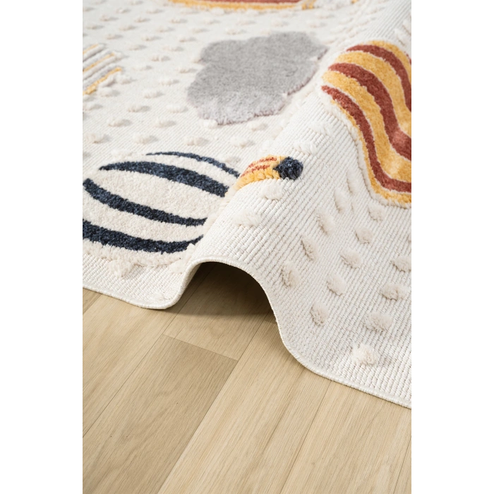 Yumuşak Bukleli Bebek Odası Çocuk Odası Genç Odası Dokuma Halı Turuncu Balonlu Bulutlu Halı 23