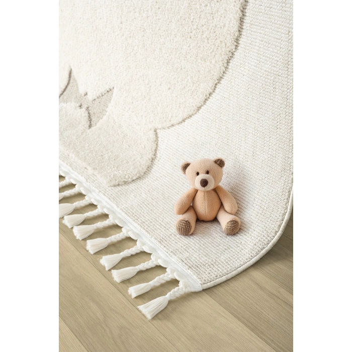 Krem Ayıcıklı Bebek Çocuk Odası Halısı Yumuşak Leke Tutmaz Antialerjik 24