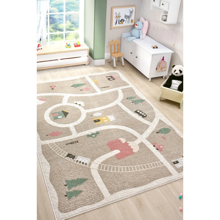 Yumuşak Dokuma Halı Leke Tutmaz Araba Yolu Bebek Odası Çocuk Odası Genç Odası Halısı Oyun Yol