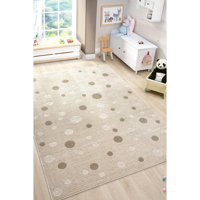 Yumuşak Puantiyeli Dokuma Halı Leke Tutmaz Bebek Odası Çocuk Odası Genç Odası Halısı PUANTİYE