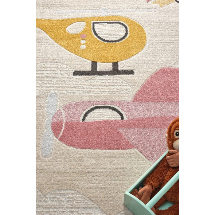Yumuşak Dokuma Halı Leke Tutmaz Uçak Figürlü Bebek Odası Çocuk Odası Genç Odası Halısı UÇAK