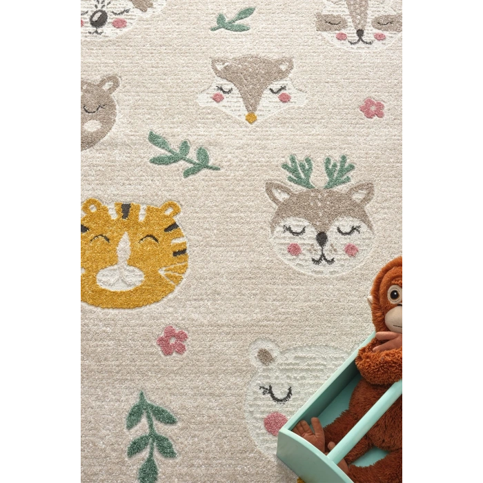 Yumuşak Dokuma Halı Sevimli Dostlar Leke Tutmaz Bebek Odası Çocuk Odası Genç Odası Halısı HAYVANLAR