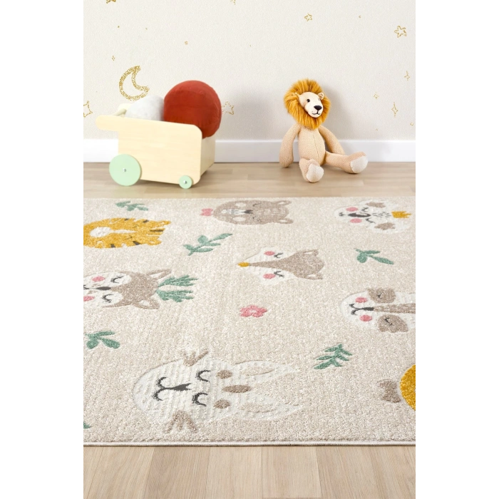 Yumuşak Dokuma Halı Sevimli Dostlar Leke Tutmaz Bebek Odası Çocuk Odası Genç Odası Halısı HAYVANLAR