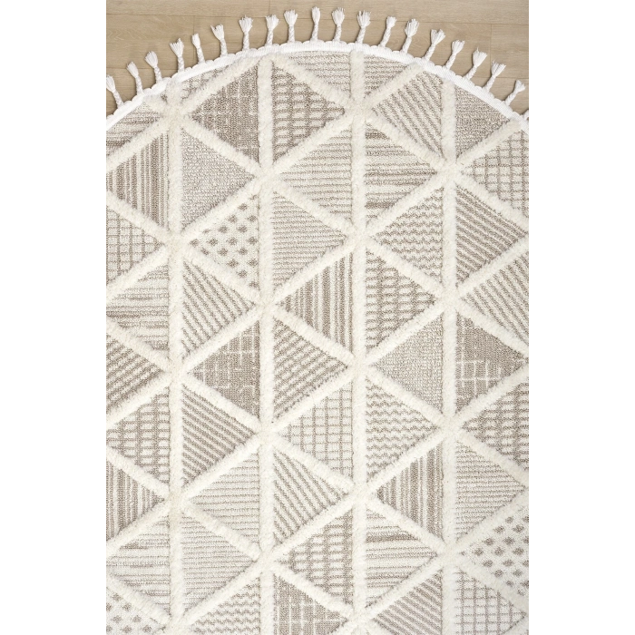 Krem Bej Dokuma Oval Halı Antre Çocuk Odası Oturma Odası Salon Mutfak Halısı OVAL