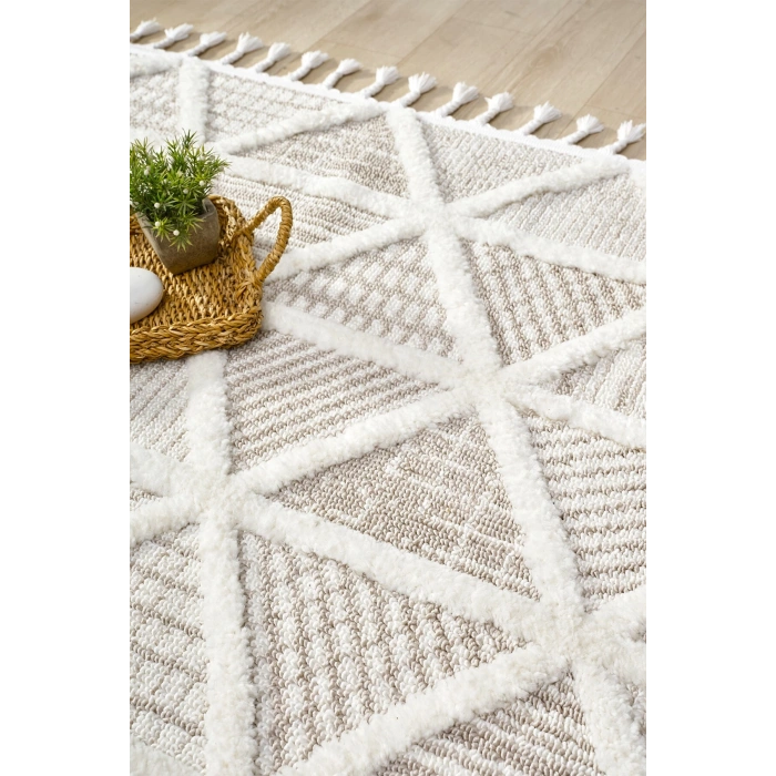 Krem Bej Dokuma Oval Halı Antre Çocuk Odası Oturma Odası Salon Mutfak Halısı OVAL