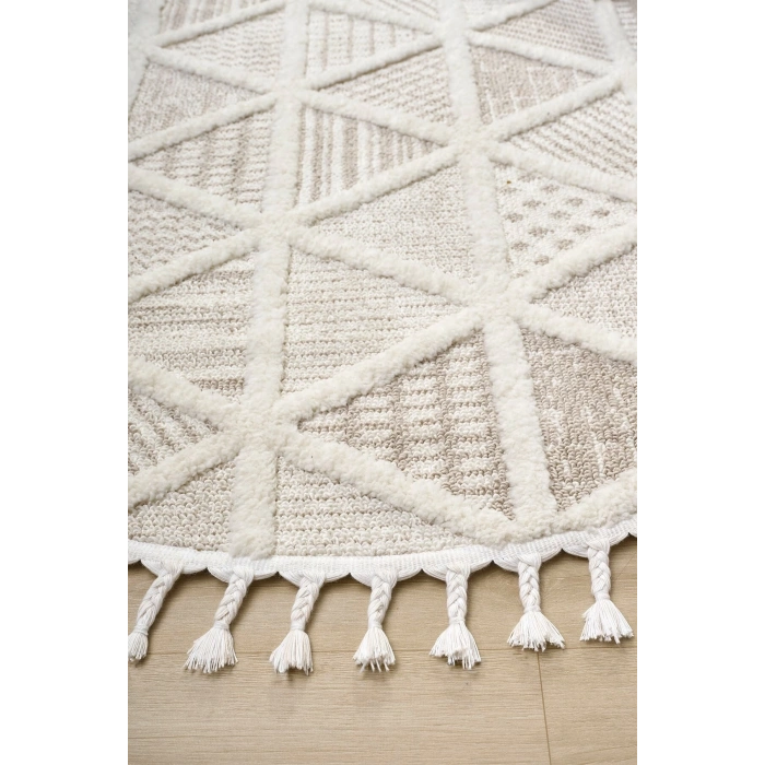 Krem Bej Dokuma Oval Halı Antre Çocuk Odası Oturma Odası Salon Mutfak Halısı OVAL