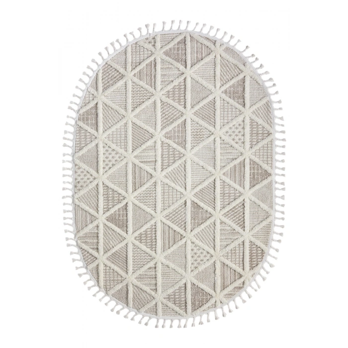 Krem Bej Dokuma Oval Halı Antre Çocuk Odası Oturma Odası Salon Mutfak Halısı OVAL