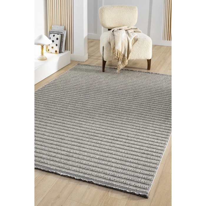 Gri Yumuşak Dokulu Halı Antre Yolluk Çocuk Odası Oturma Odası Salon Mutfak Halısı 0011