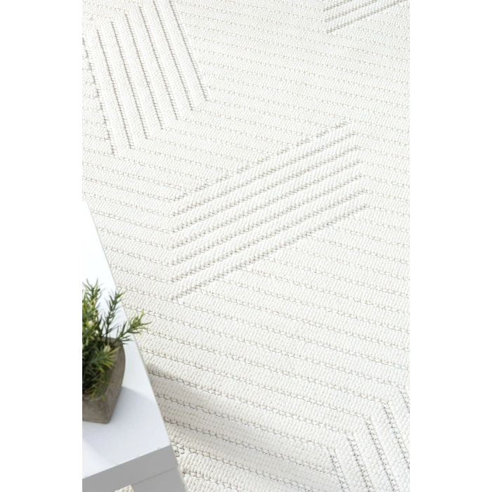 Beyaz Yumuşak Dokulu Halı Kilim Salon Mutfak Koridor Yolluk Dokuma Makine Halısı 001