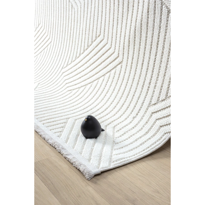 Beyaz Yumuşak Dokulu Halı Kilim Salon Mutfak Koridor Yolluk Dokuma Makine Halısı 001