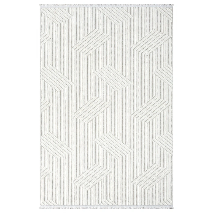 Beyaz Yumuşak Dokulu Halı Kilim Salon Mutfak Koridor Yolluk Dokuma Makine Halısı 001