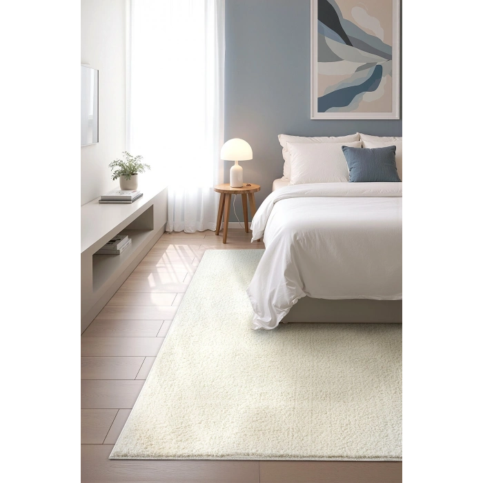Dokuma Halı Krem Beyaz Yumuşak Halı Yolluk Çocuk Yatak Odası Oturma Odası Salon Mutfak Halısı BEYAZ