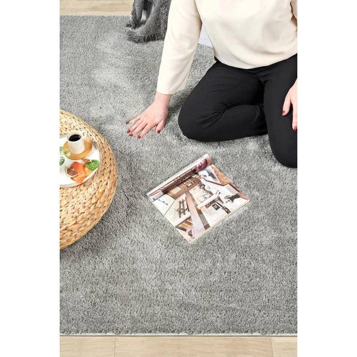 Dokuma Halı Gri Yumuşak Halı Yolluk Çocuk Yatak Odası Oturma Odası Salon Mutfak Halısı GRİ