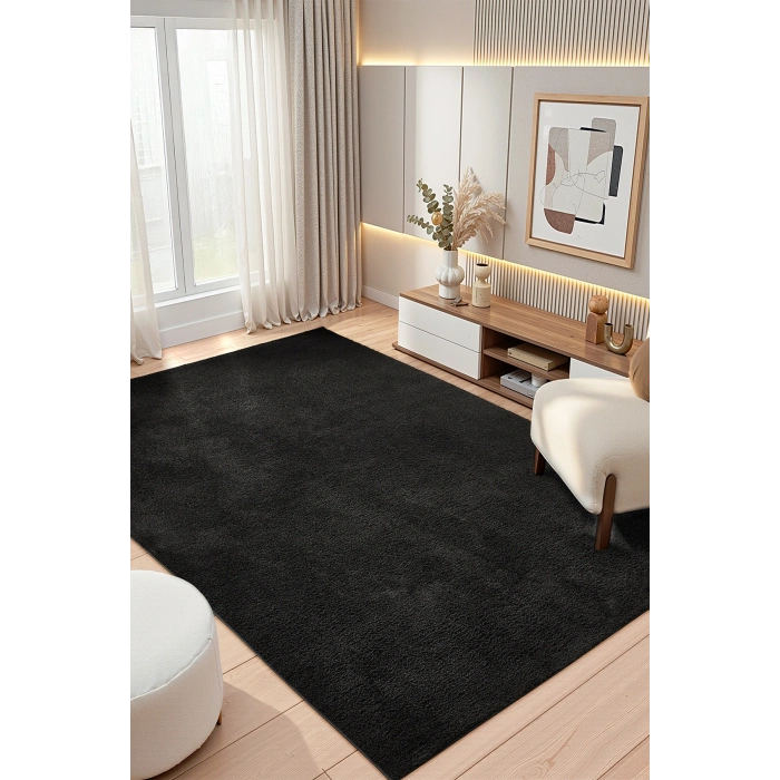 Dokuma Halı Siyah Yumuşak Halı Yolluk Çocuk Yatak Odası Oturma Odası Salon Mutfak Halısı SİYAH