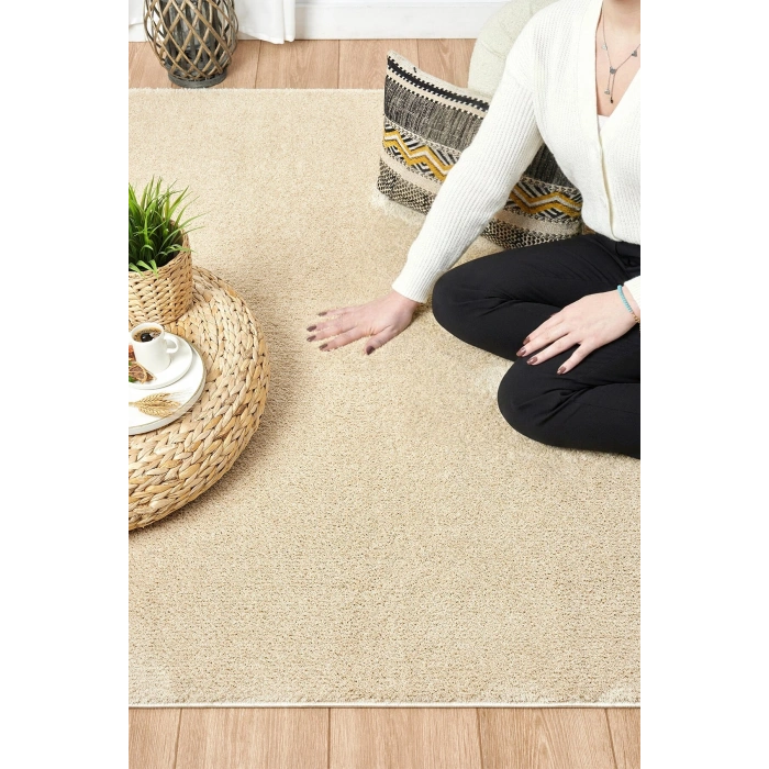 Dokuma Halı Bej Yumuşak Halı Yolluk Çocuk Yatak Odası Oturma Odası Salon Mutfak Halısı BEJ