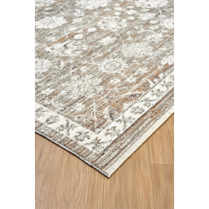 Eskitme Vintage Çiçekli Gri Halı Bambu Polyester Oturma Odası Salon Mutfak Halısı 7