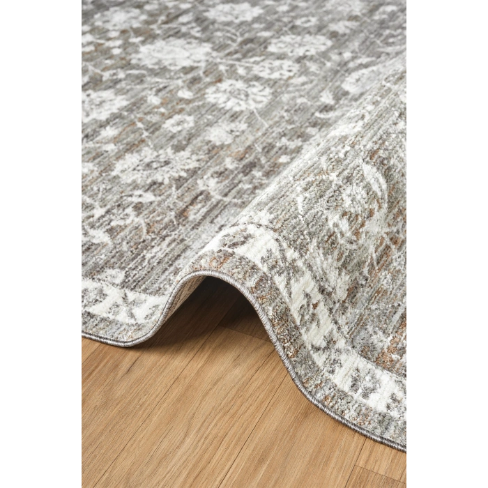 Eskitme Vintage Çiçekli Gri Halı Bambu Polyester Oturma Odası Salon Mutfak Halısı 7