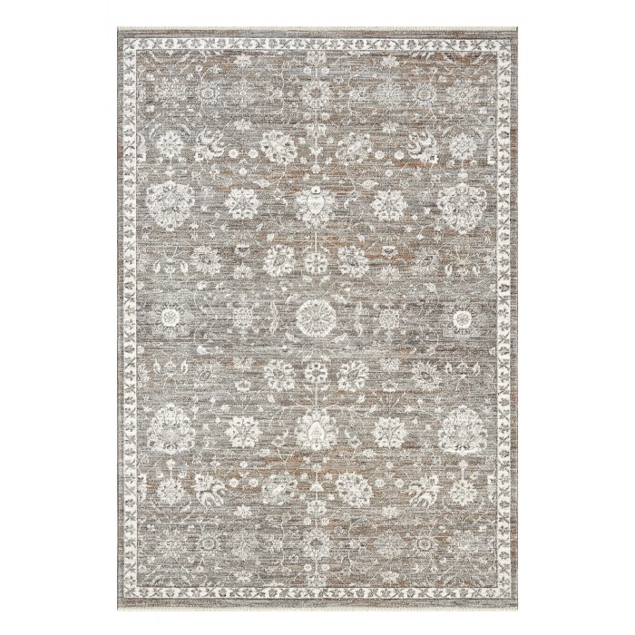 Eskitme Vintage Çiçekli Gri Halı Bambu Polyester Oturma Odası Salon Mutfak Halısı 7