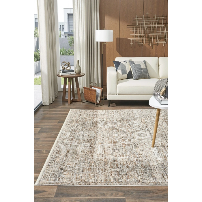 Eskitme Vintage Çiçekli Halı Bambu Polyester Oturma Odası Salon Mutfak Halısı 3