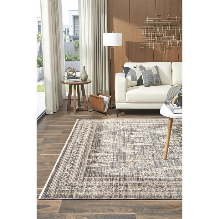 Eskitme Vintage Çiçekli Ağaçlı Halı Bambu Polyester Oturma Odası Salon Mutfak Halısı 9