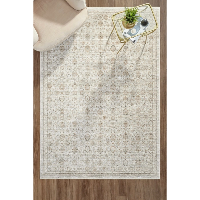 Eskitme Vintage Çiçekli Halı Bambu Polyester Oturma Odası Salon Mutfak Halısı 4